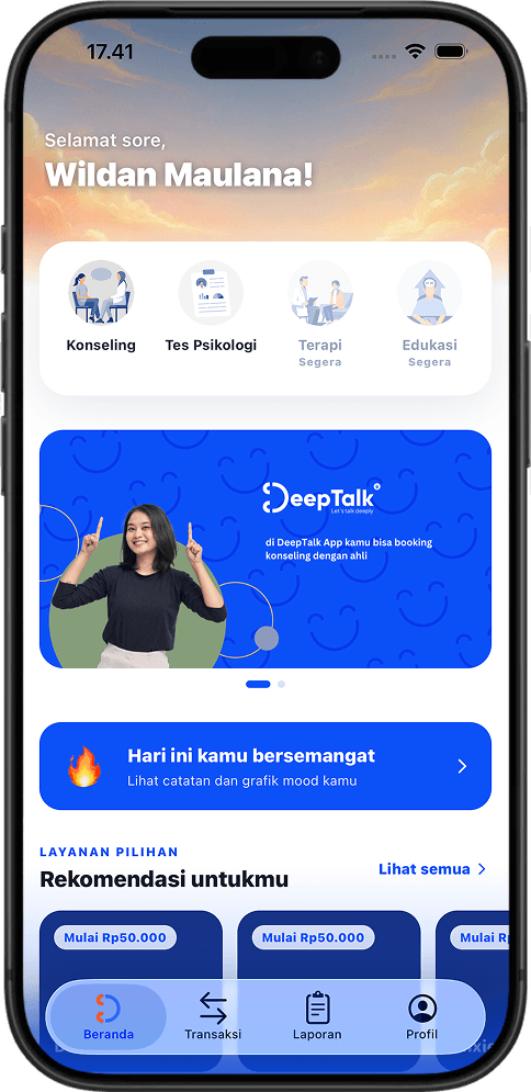 Tampilan beranda aplikasi DeepTalk